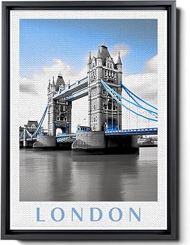 London Watercolor Art Print Modern Travel Gift for Contemporary Home Housewarming Gift for England Travel, Big Ben clock tower, Tower Bridge, London Eye, Retro Art Print