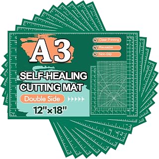 Gomedi 10-Pack Self-Healing Cutting Mats 12x18 Inch Double-Sided 5-Ply PVC for Quilting Sewing Crafts