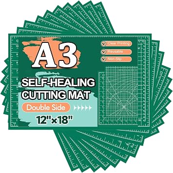 10 Pcs Self Healing Cutting Mat Bulk, 12"18" Rotary Cutting Mats for Crafts, A3 Sewing Boards for Fabric Quilting Scrapbooking Precision Cutting Double Sided 5-Ply