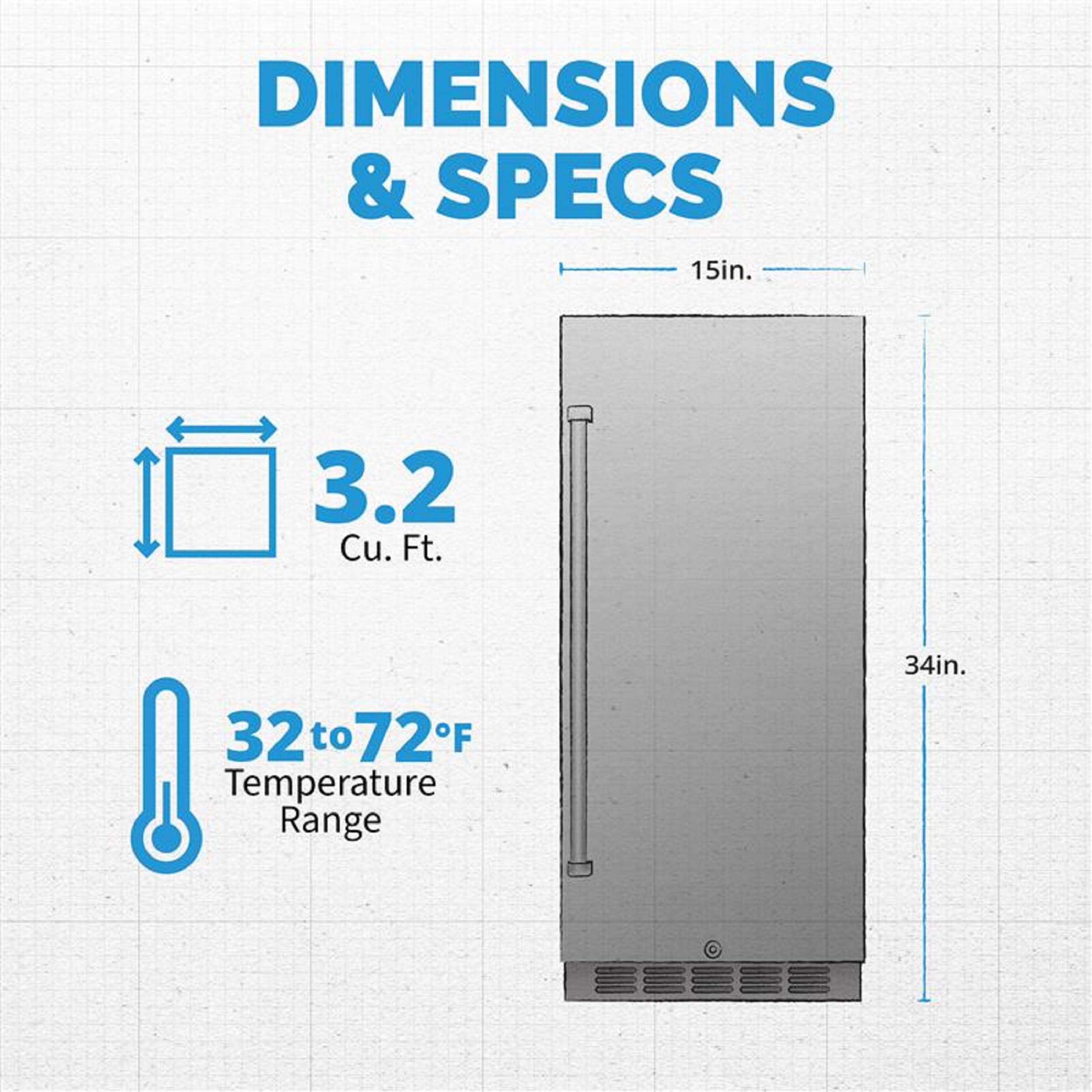 NewAir 15" Commercial Built-In Or Under Counter Refrigerator | 3.2 Cu. Ft. Weatherproof Outdoor Fridge For Patio, Indoor & Commercial Use | Stainless Steel on Fridge.com - View 6