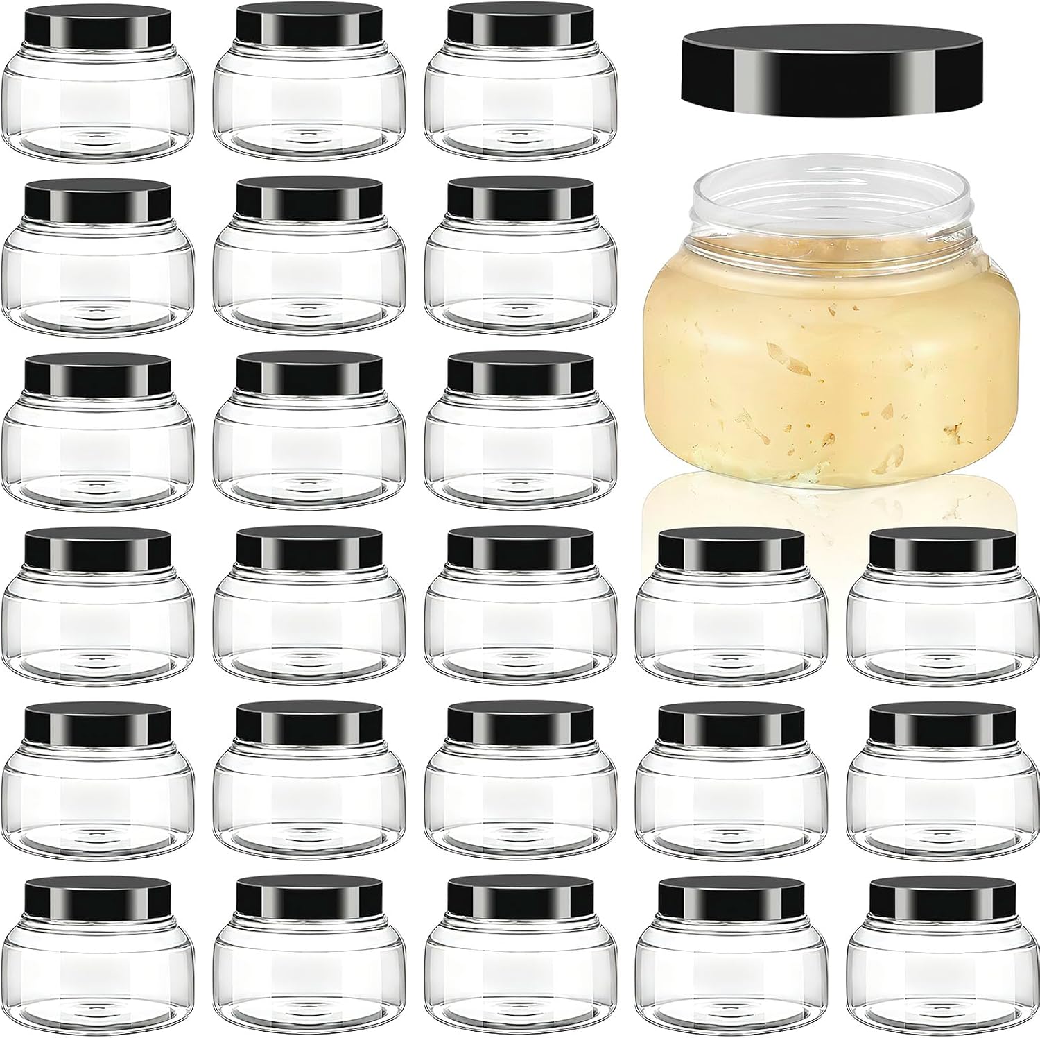 24 Pack Plastic Jars with Lids Plastic Containers Round Refillable