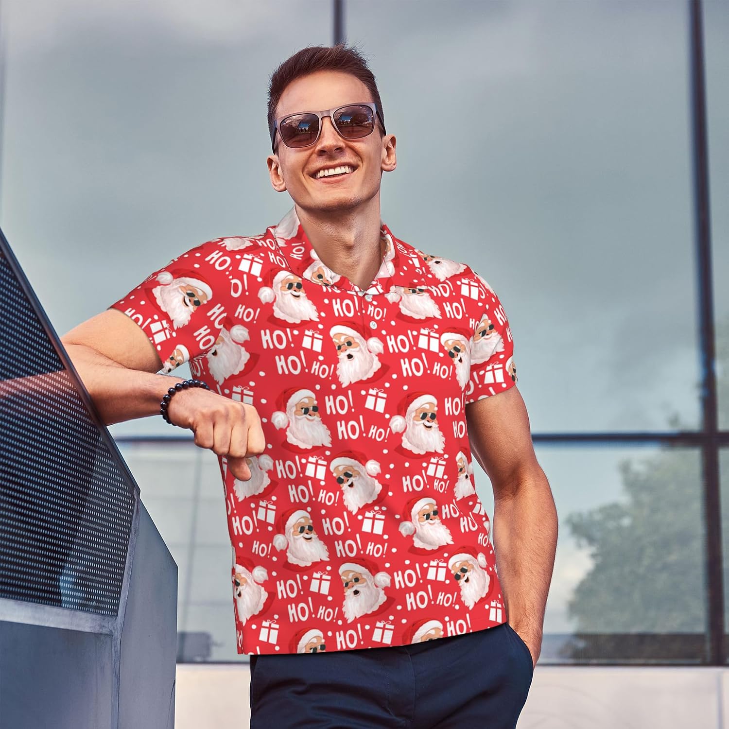 Funny Christmas Couple Golf Shirts,Matching Hawaiian Golf Shirt for Couple,Moisture Wicking Couple Polo Shirt for Men Women
