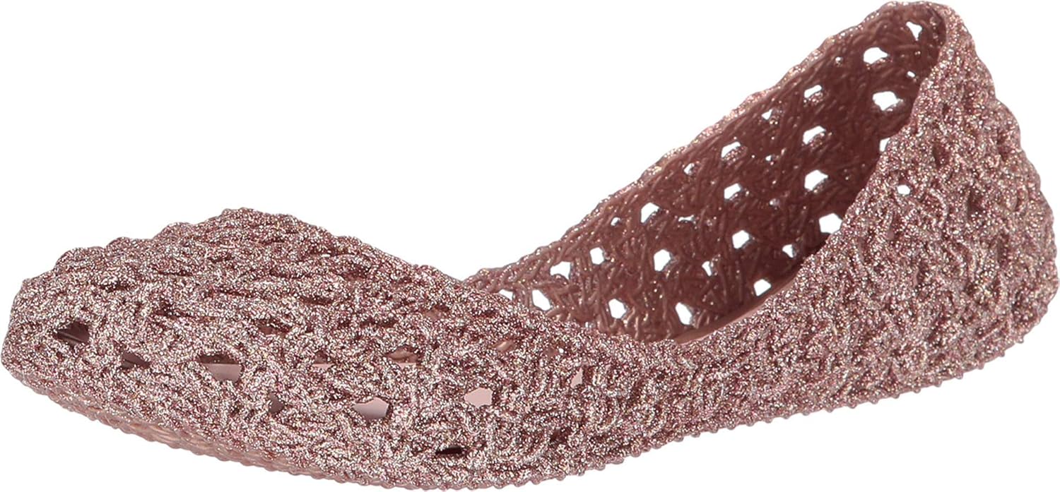 Melissa Womens Campana Crochet AD Ballet Flat, Pearl Pink, Size 7