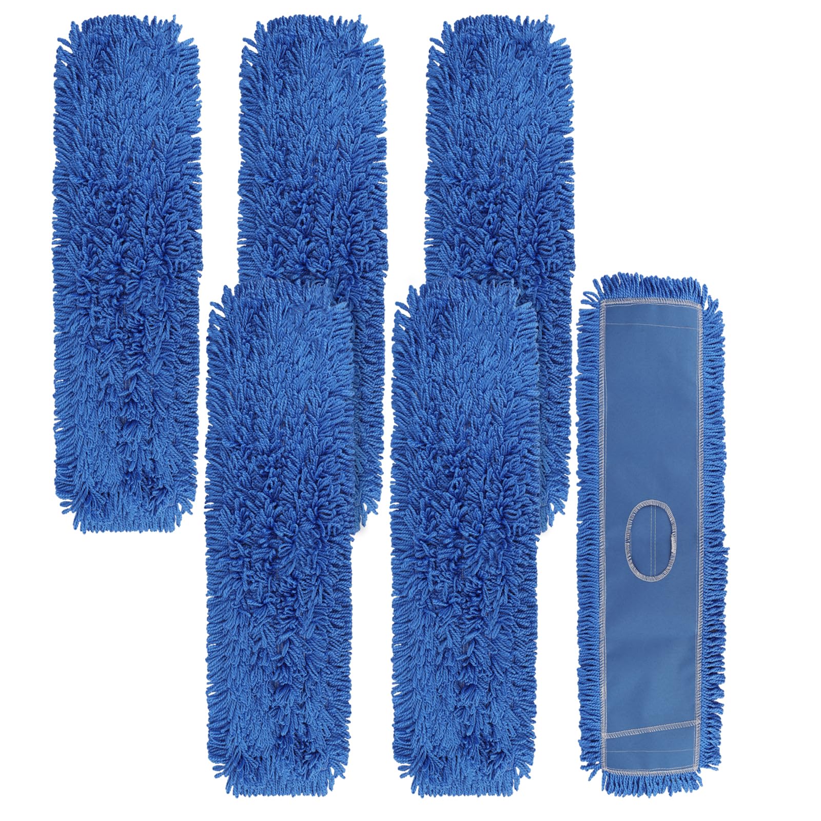 Cabezal de mopa de polvo de 36 pulgadas: cabezal de fregona comercial lavable mediano de repuesto para barredora y limpieza azul (azul - 36 pulgadas, paquete de 6)
