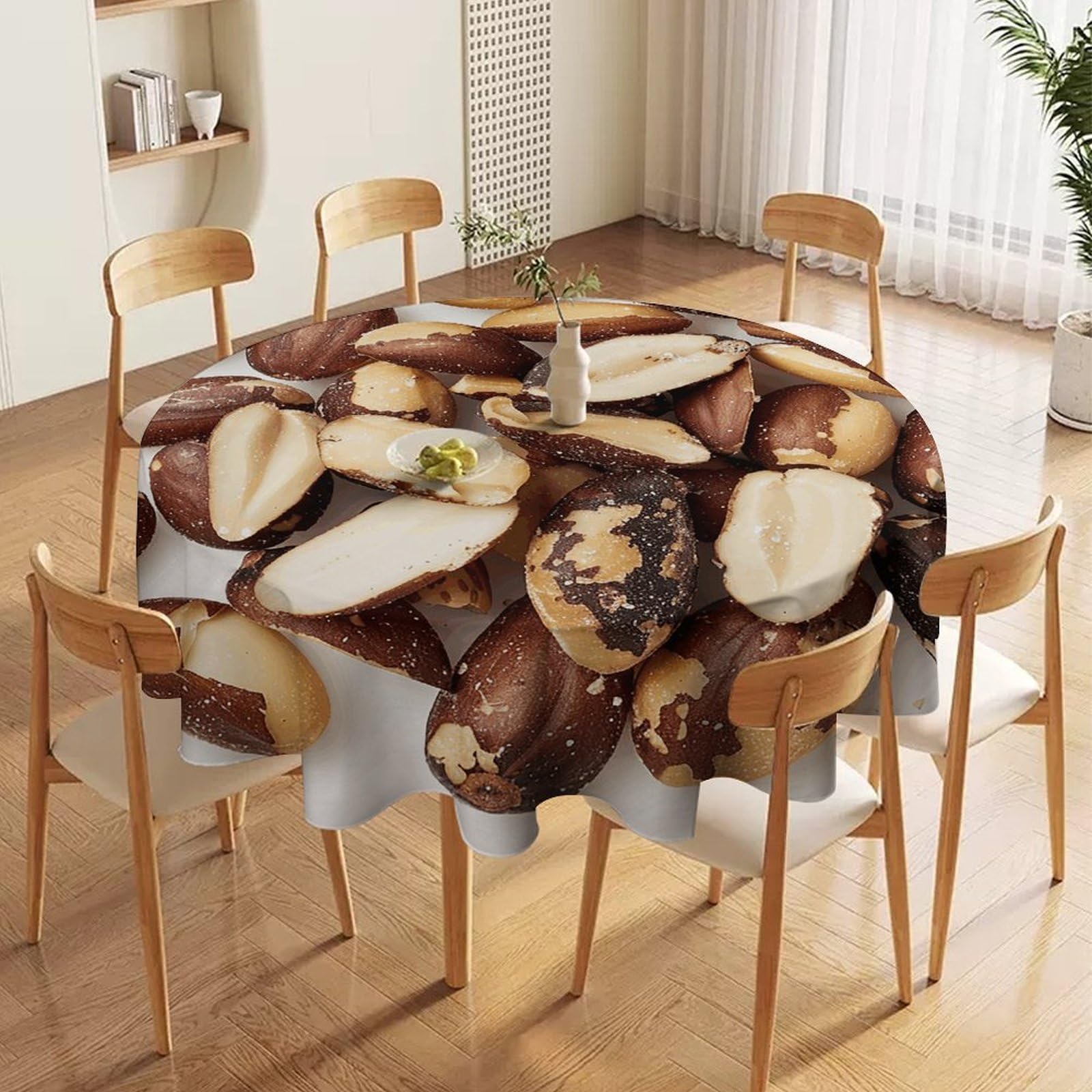 Nappe ronde anti-tache cuisine en tissu lavable pour éliminer les corvées