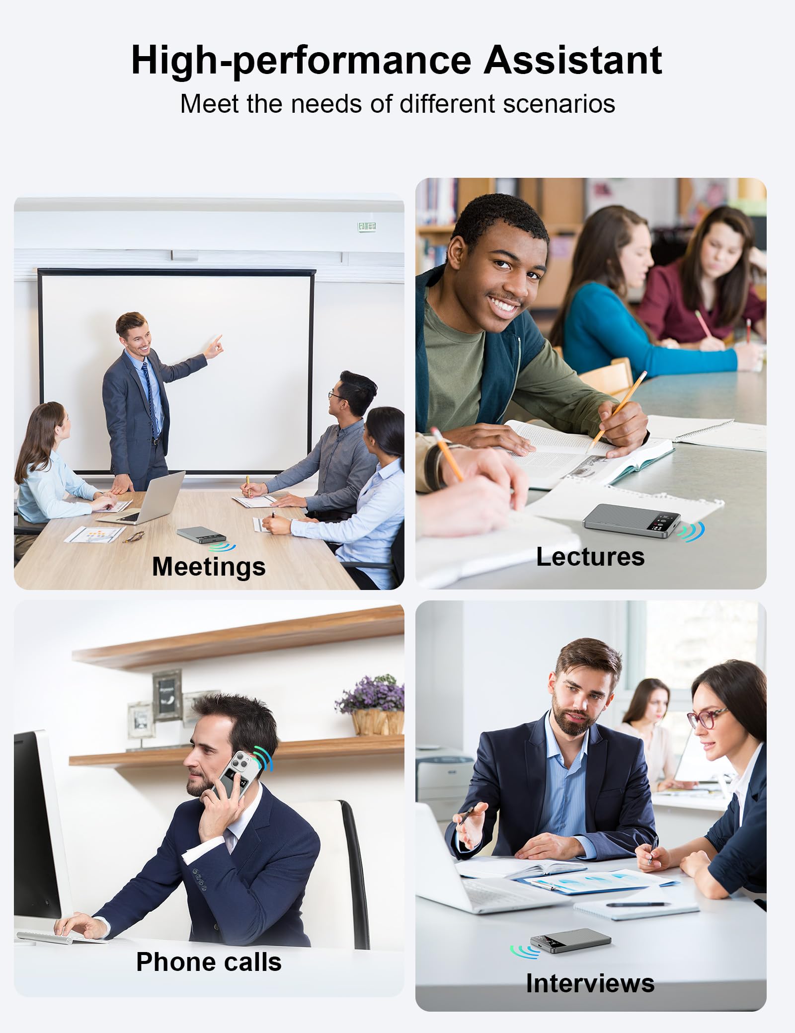 Registratore Vocale AI, Trascrizione e Riepilogo Accurate, Registratore Supportato da ChatGPT, 64 GB di Memoria, 107 Lingue, Magnetismo Potente,Voice Recorder One-Touch per Riunioni/Chiamate