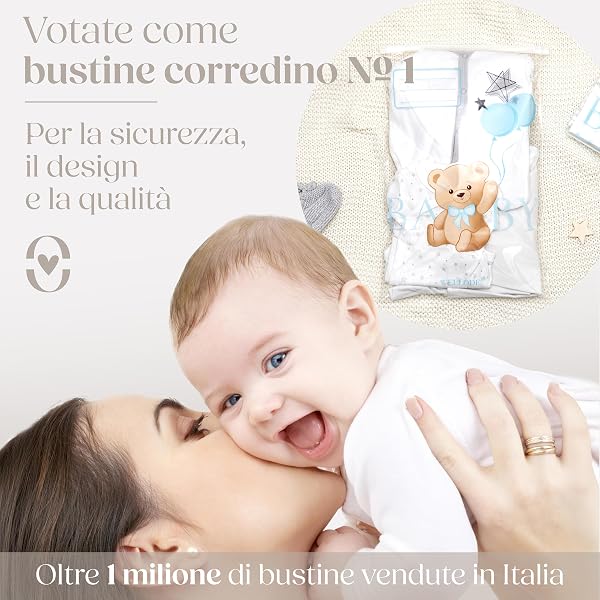 Wellode® 8 Bustine Corredino Neonato Ospedale Teddy Bear, 6 Grandi e 2 Piccole - Sacchetti Cambio Neonato Riutilizzabili per Asilo e Viaggi - Idea Regalo Nascita Baby Shower e Lista Nascita Bebè - 2