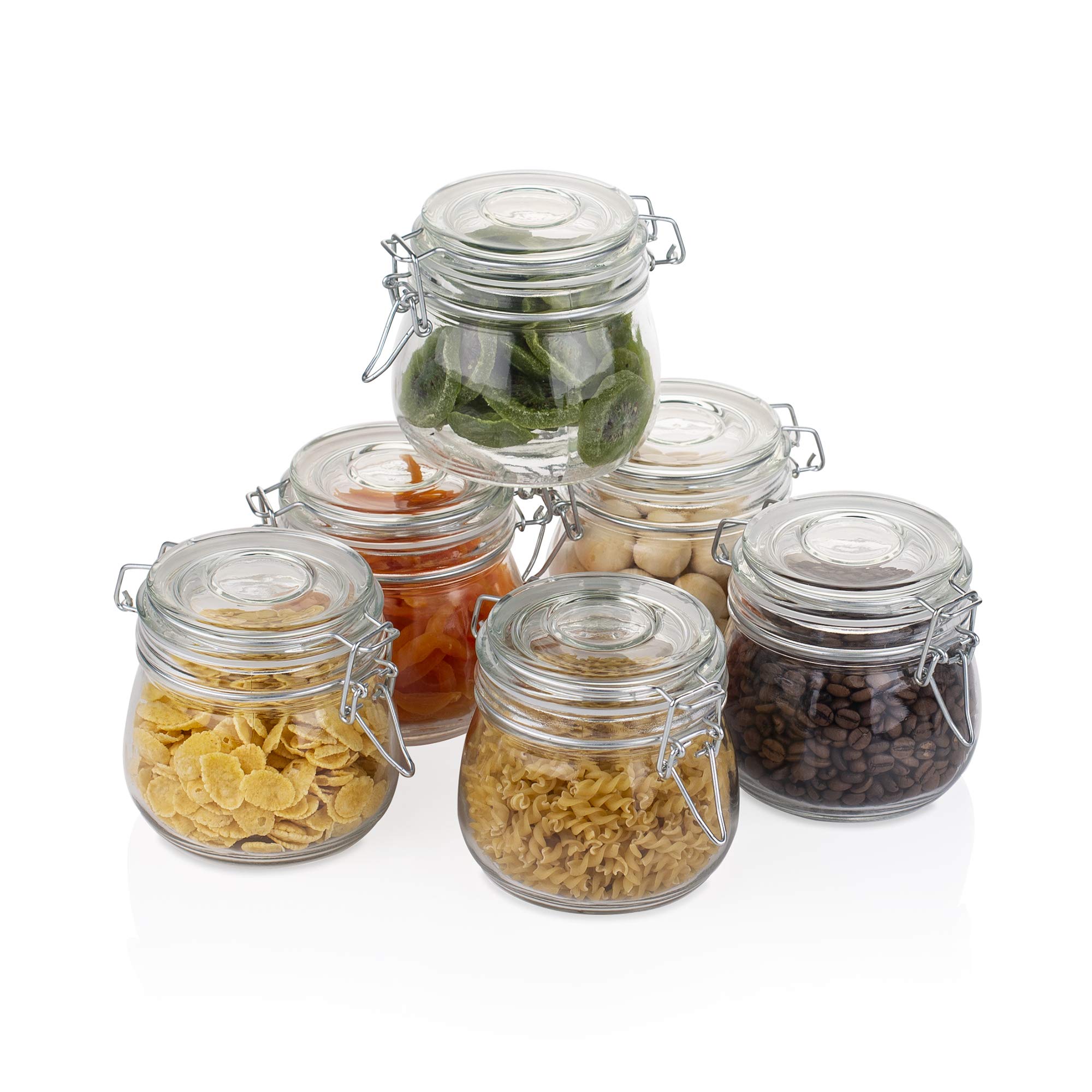 Buy Amisglass Mason Jar with Hinged Lids 600ml, Round Storage Canister