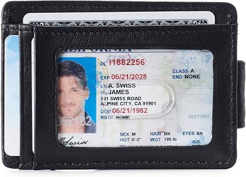 Miniatura 2 de Alpine Swiss Harper - Cartera de cuero minimalista con clip de dinero para hombre con bolsillo frontal