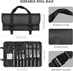 MOSFiATA Kitchen Knife Set, 12 Pcs Japanese Stainless Steel Knife Sets for Kitchen with Oxford Cloth Storage Bag with Knife Sharpening Rod, Dishwasher Safe, for Outdoor