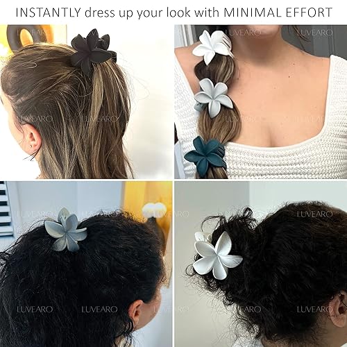 Miniatura 7 de Pinzas para el cabello con garra de flor mate, accesorios estéticos antideslizantes para cabello grueso o fino