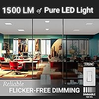 Vista 6 de NUWATT 4 Pack, 1x1 Flat Panel LED Square Light, 5CCT 2700K/3000K/3500K/4000K/5000K Selectable, 1500LM 18W, Internal Driver, Dimmable, 120V, CRI90