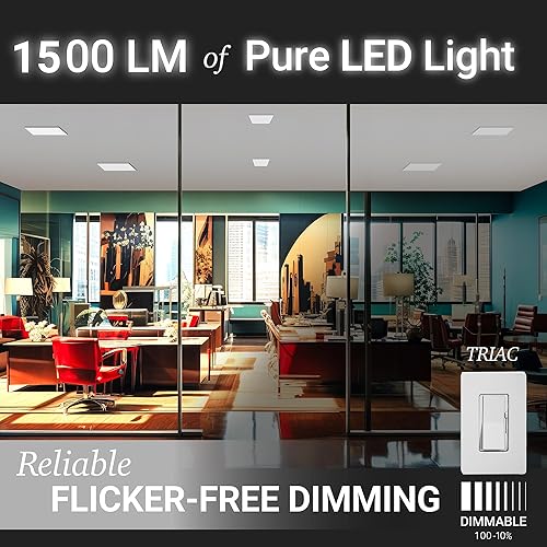 Miniatura 6 de NUWATT Paquete de 4, luz cuadrada LED de panel plano 1x1, 5CCT 2700K/3000K/3500K/4000K/5000K seleccionable, 1500LM 18W, controlador interno,