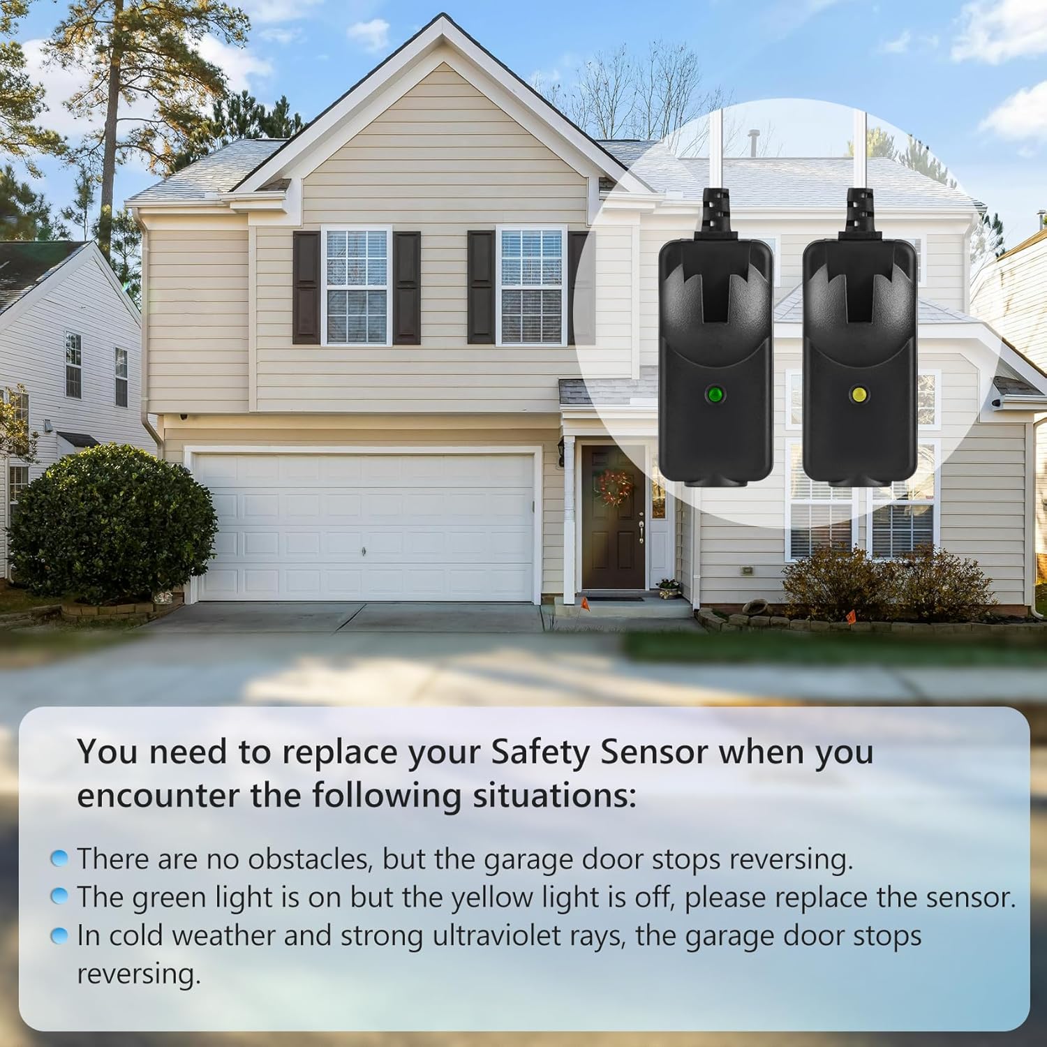 41A5034 Garage Door Sensor with Brackets, Replacement for Liftmaster Chamberlain Craftsman Garage Door Sensors, Safety Sensor Beam Compatible with Liftmaster Chamberlain Craftsman Garage Door openers
