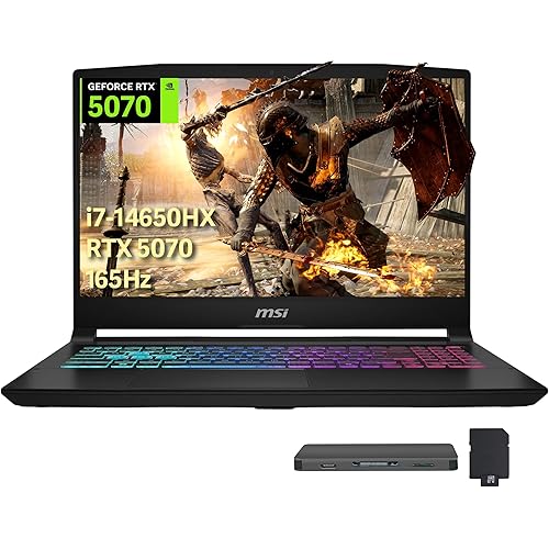 msi Katana 15.6" QHD 165Hz Gaming Laptop, Intel i7-14650HX, NVIDIA GeForce RTX 5070 8GB GDDR7, 16GB DDR5, 1TB SSD, RGB Backlit Keyboard, Wi-Fi 6E, Windows 11 Pro, Black, 1TB Docking Station Set