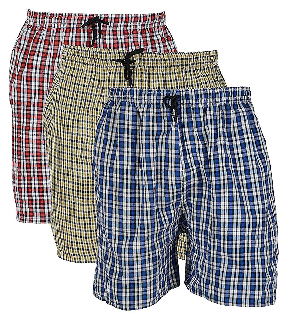 krystle Men's Multicolour Checkered Boxer Shorts Beach Shorts, Bermuda Short,Loose Fit Boxer Underwear, Button Fly Boxer Shorts,B03-(Pack of 03)-picture-50