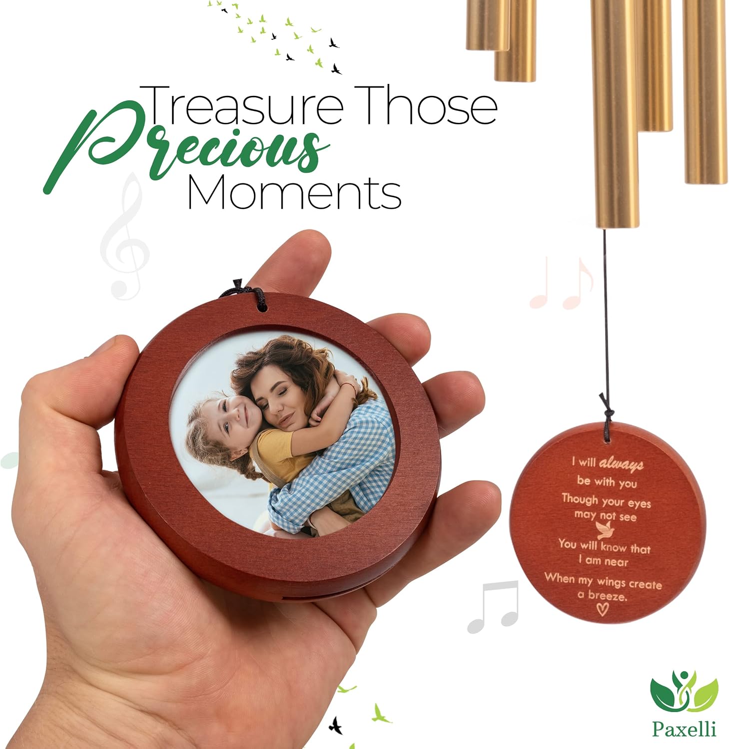 Memorial Wind Chimes with Photo Frame, Wind Chime for Loss of Loved One-Sympathy Wind Chimes, Memory of A Loved One, Loss of Mother Gifts, Memorial