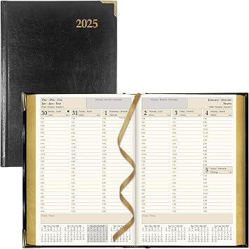 Brownline 2025 Executive Weekly Planner, Appointment Book, 12 Months, January to December, Sewn Binding, 8.187" x 5.625", Black, Trilingual CBE507-25