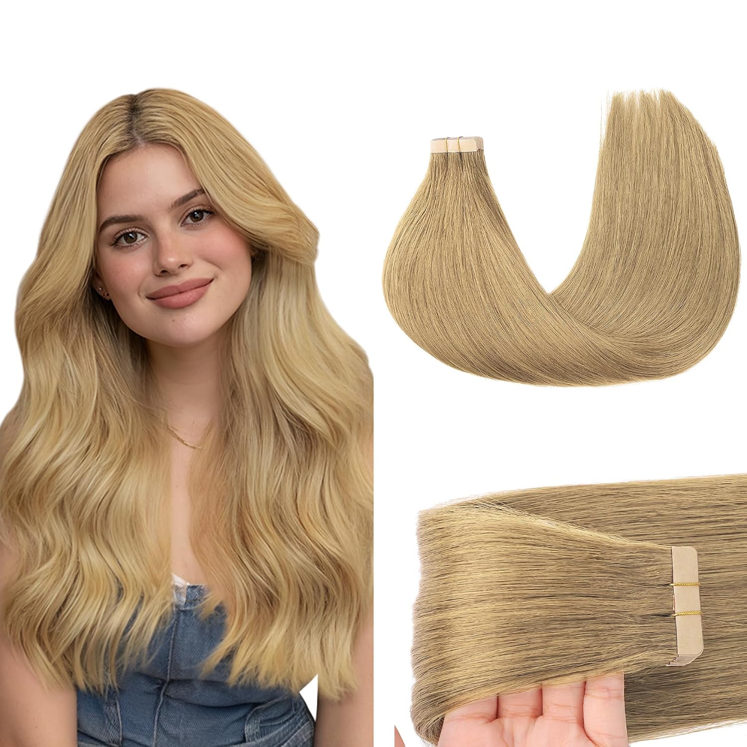  Tape in Hair Extensions Human Hair 12" 20pcs #7 Bronde