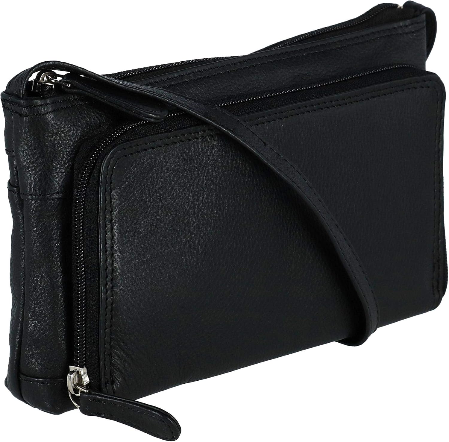 CTM Women's Leather Organizer Crossbody Handbag - Image 3