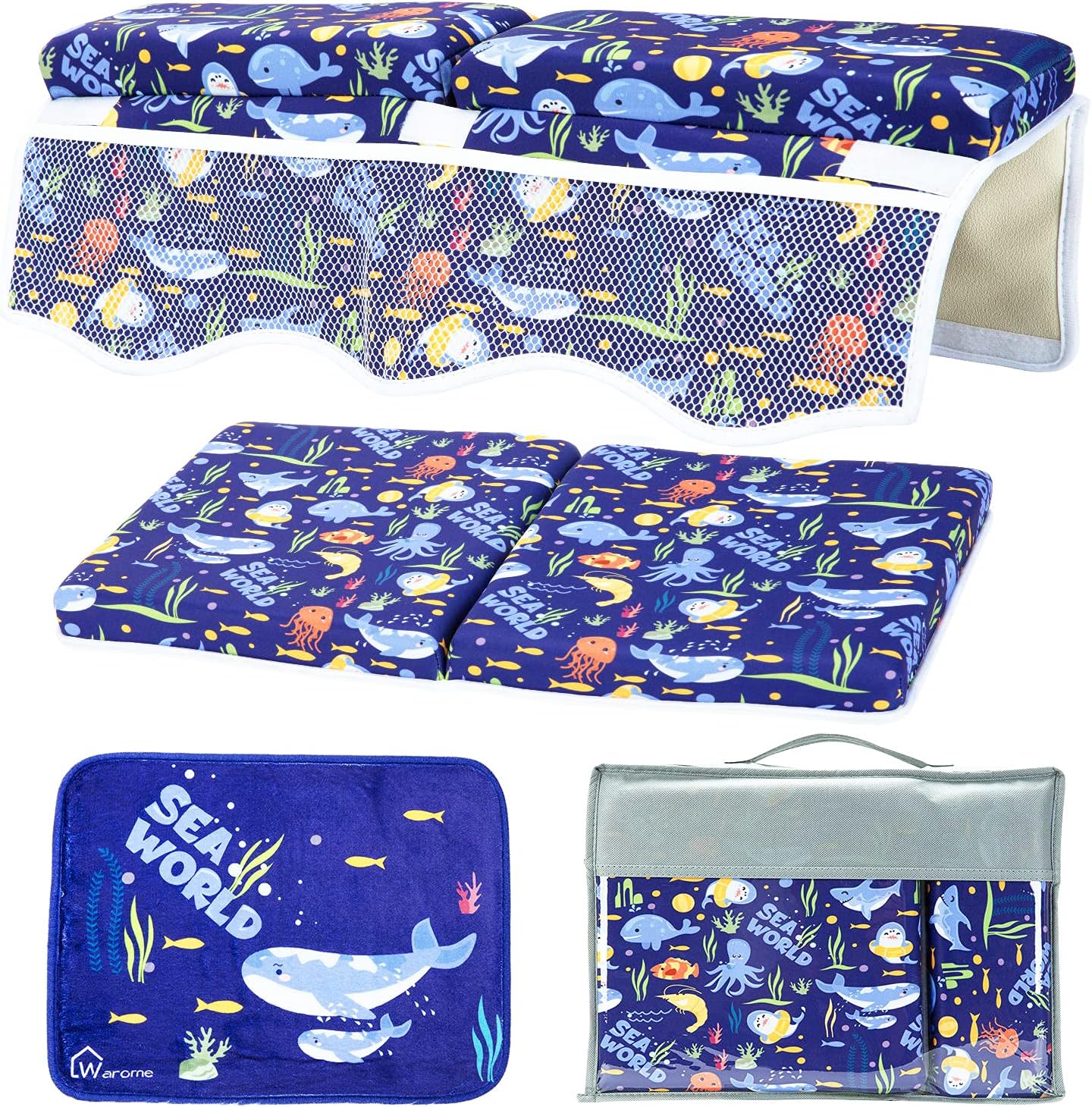 Warome Bath Kneeler and Elbow Rest Pad，Quick Dry Baby Bath Kneeler，Baby Standing Mat，Bath Kneeler and Elbow Rest for Happy Baby Bathing Time - Ocean World