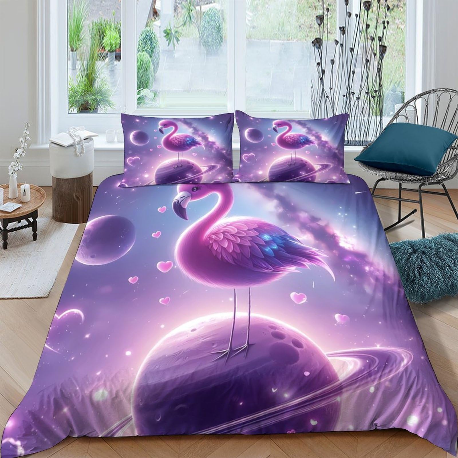 Linge de lit flamant rose fantastique avec housse de couette 140x200
