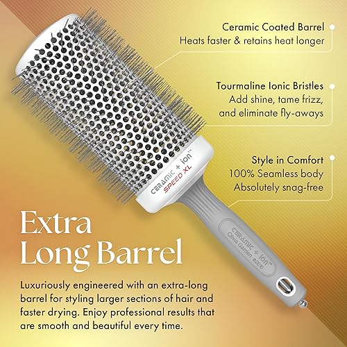 Miniatura 4 de Olivia Garden Ceramic + Ion Speed XL - Extra-Long Round Thermal Hair Brush - Not Electrical - Professional Blowout Brush for Normal to Thick Hair