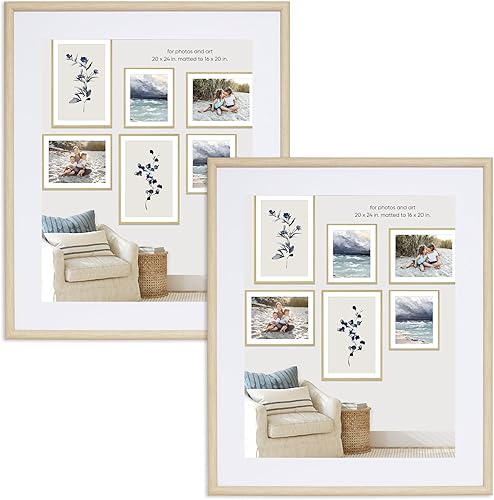Camden Reed Juego de dos marcos de póster Serenity de 20 x 24 pulgadas con paspartú de 16 x 20 pulgadas, color natural claro