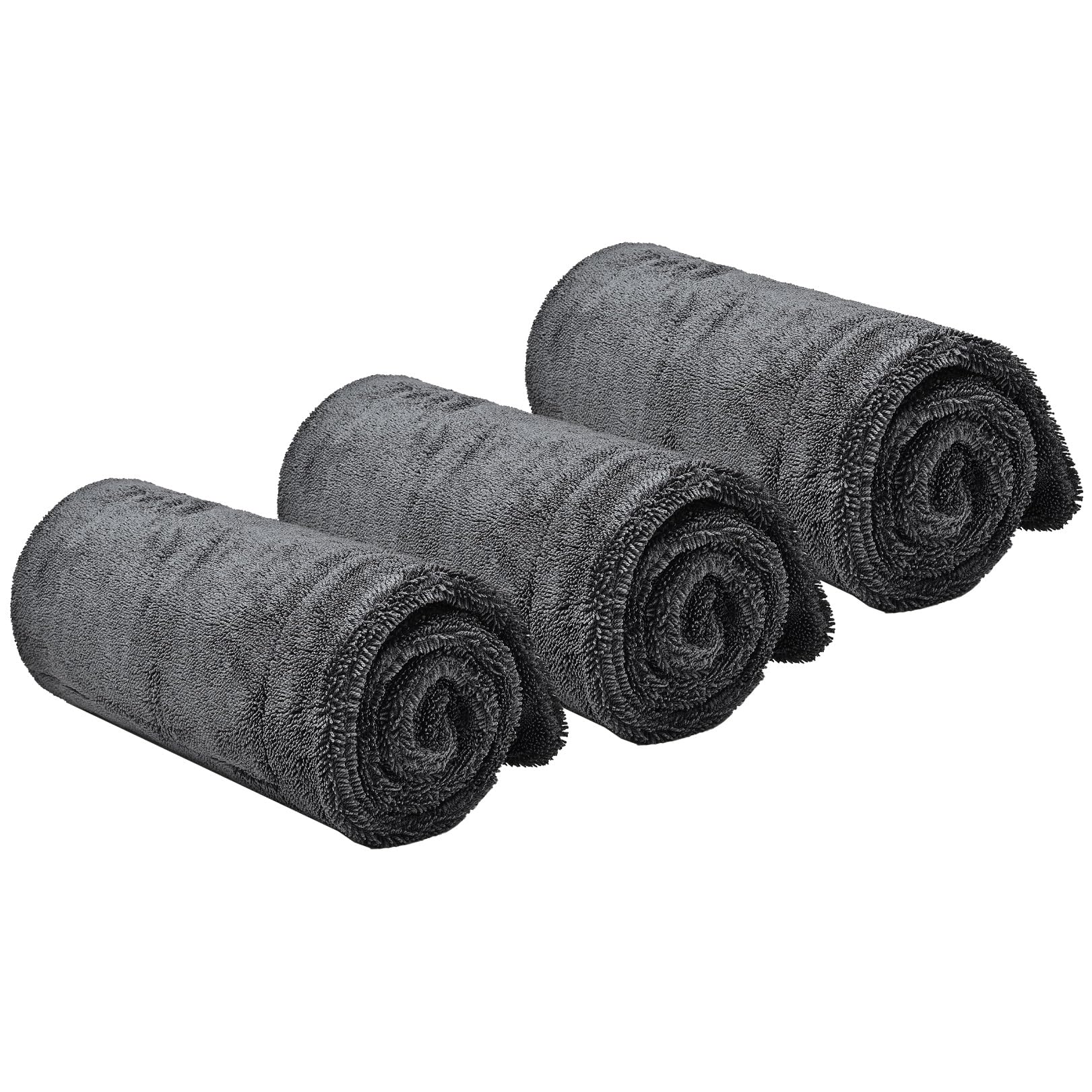 60 * 160CM Mikrofasertücher 600GSM Ultra-Dickes Autowaschtuch Auto Extra Weicher Lappen Autopflege Reinigungstrocknungstuch(3pack)