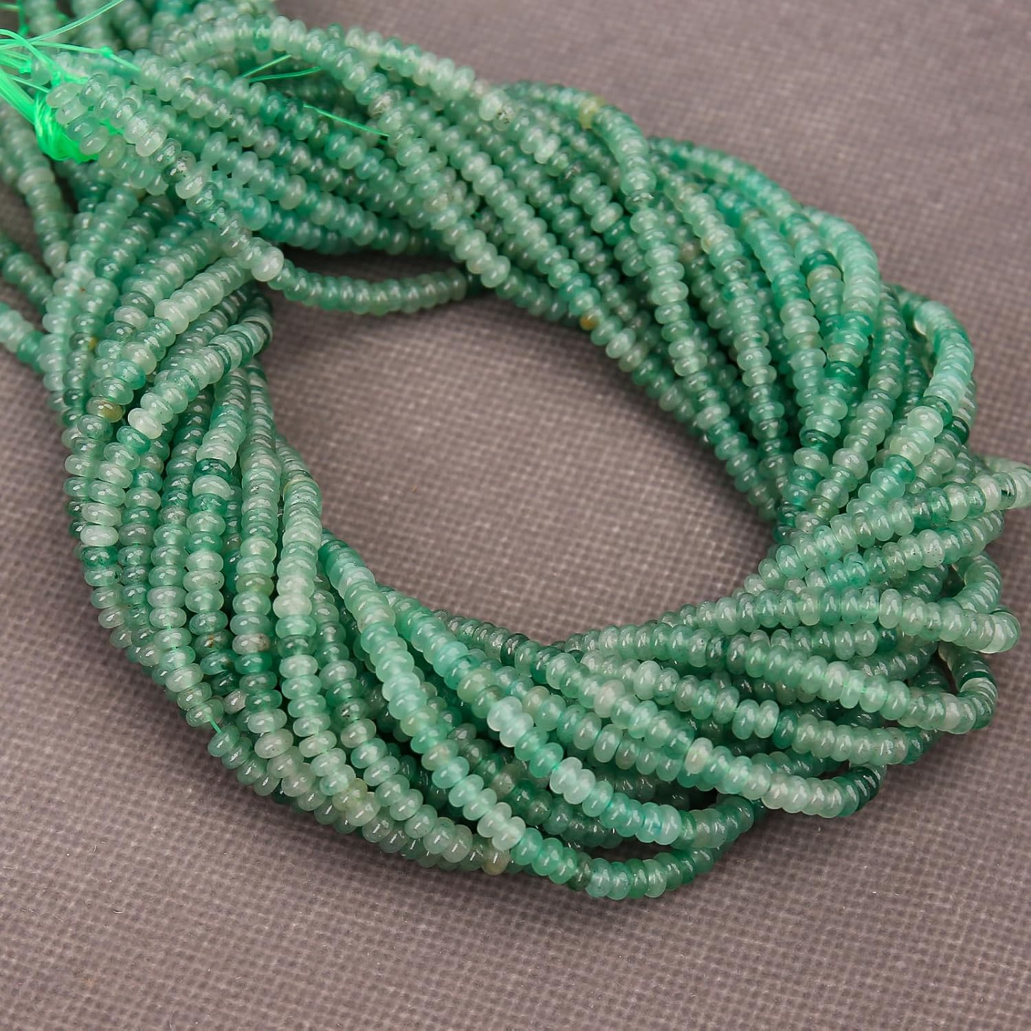 BONNY BOXX 1 Strand (150PCs) Natural 2 * 4mm Green Aventurine Rondelle Beads, Natural Abacus Disk Stone Beads Loose Spacer Gemstone for DIY Bracelet Necklace Jewelry Making - Image 2