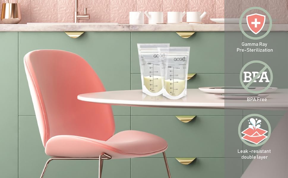 Miniatura 8 de Paquete de 420 bolsas de almacenamiento de leche materna para lactancia materna, 7 onzas, cada una preesterilizada por rayos gamma, sin BPA, a