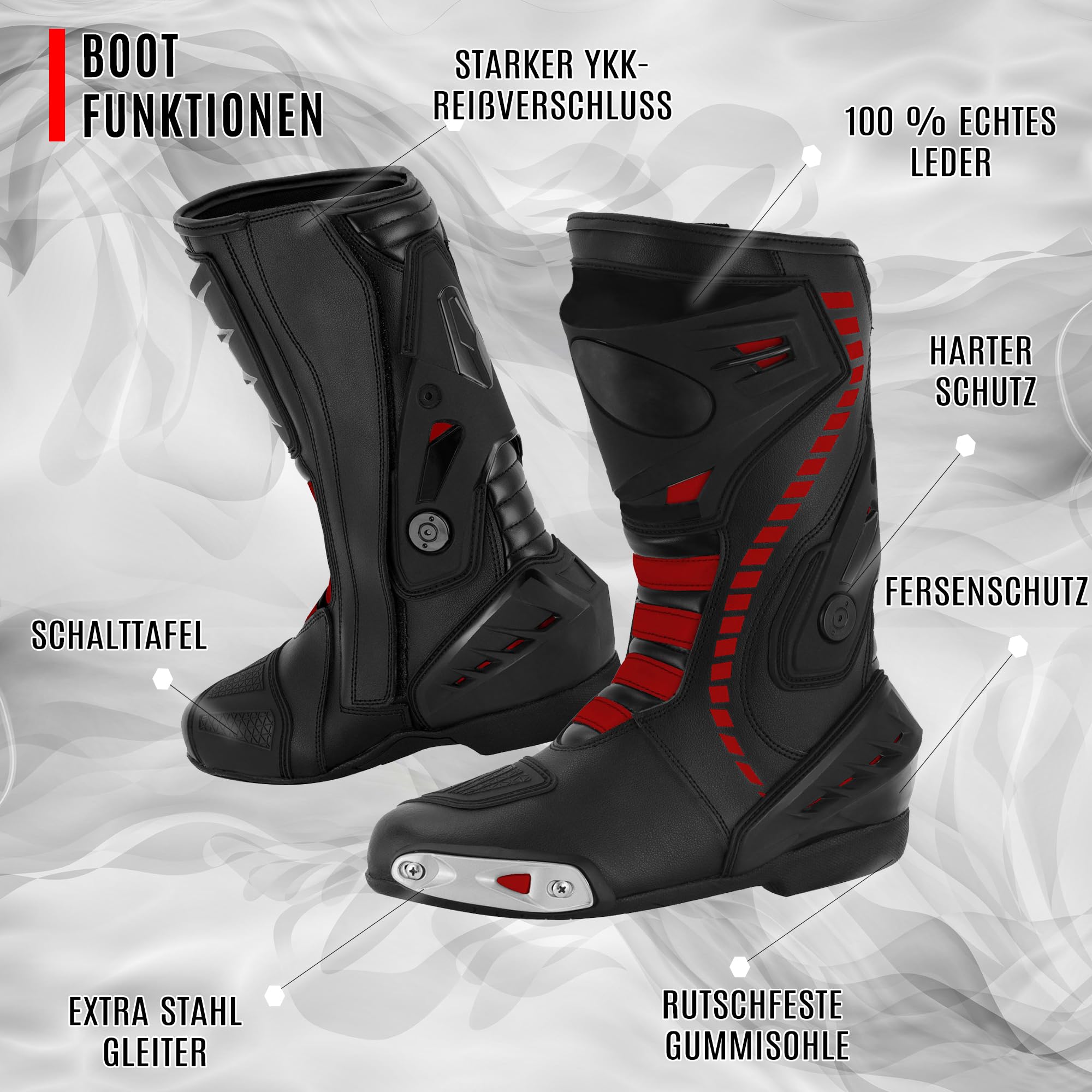 Herren Motorradschuhe Knöchel wasserdichte Leder-Rennstiefel Rutschfeste Sohle Wasserdichtes Schutzschuhwerk