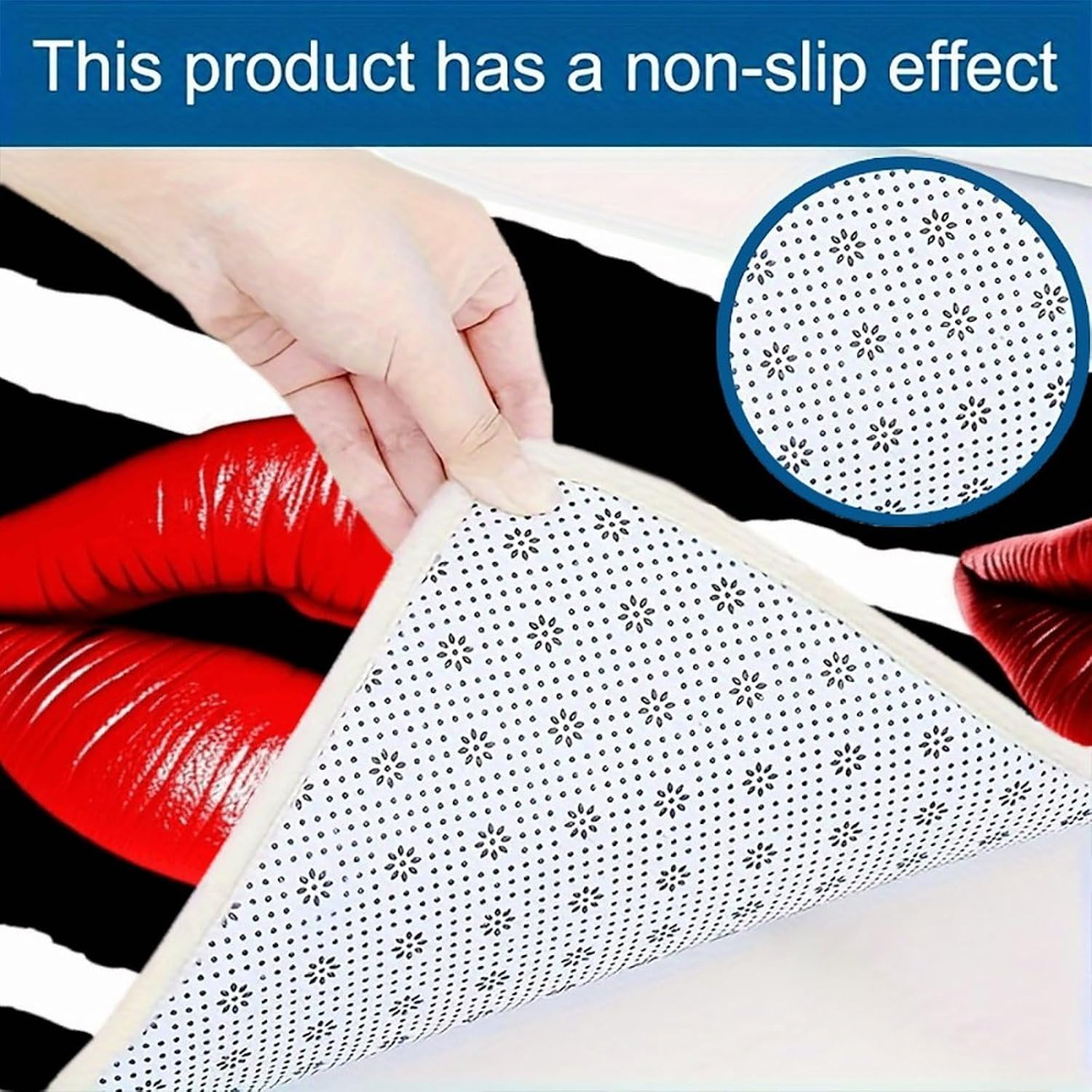Red Lips Kiss Kitchen Mats for Floor 3 Pcs Kitchen Rugs