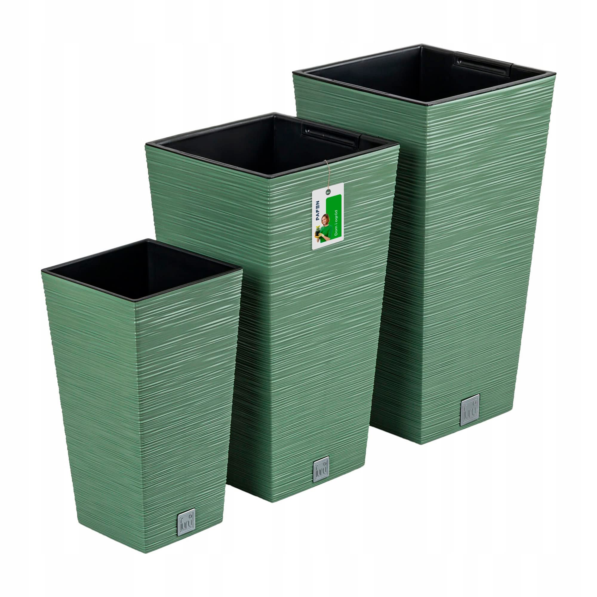 Pot de fleurs avec reserve d´eau 29x29x55cm Vert - FURU
