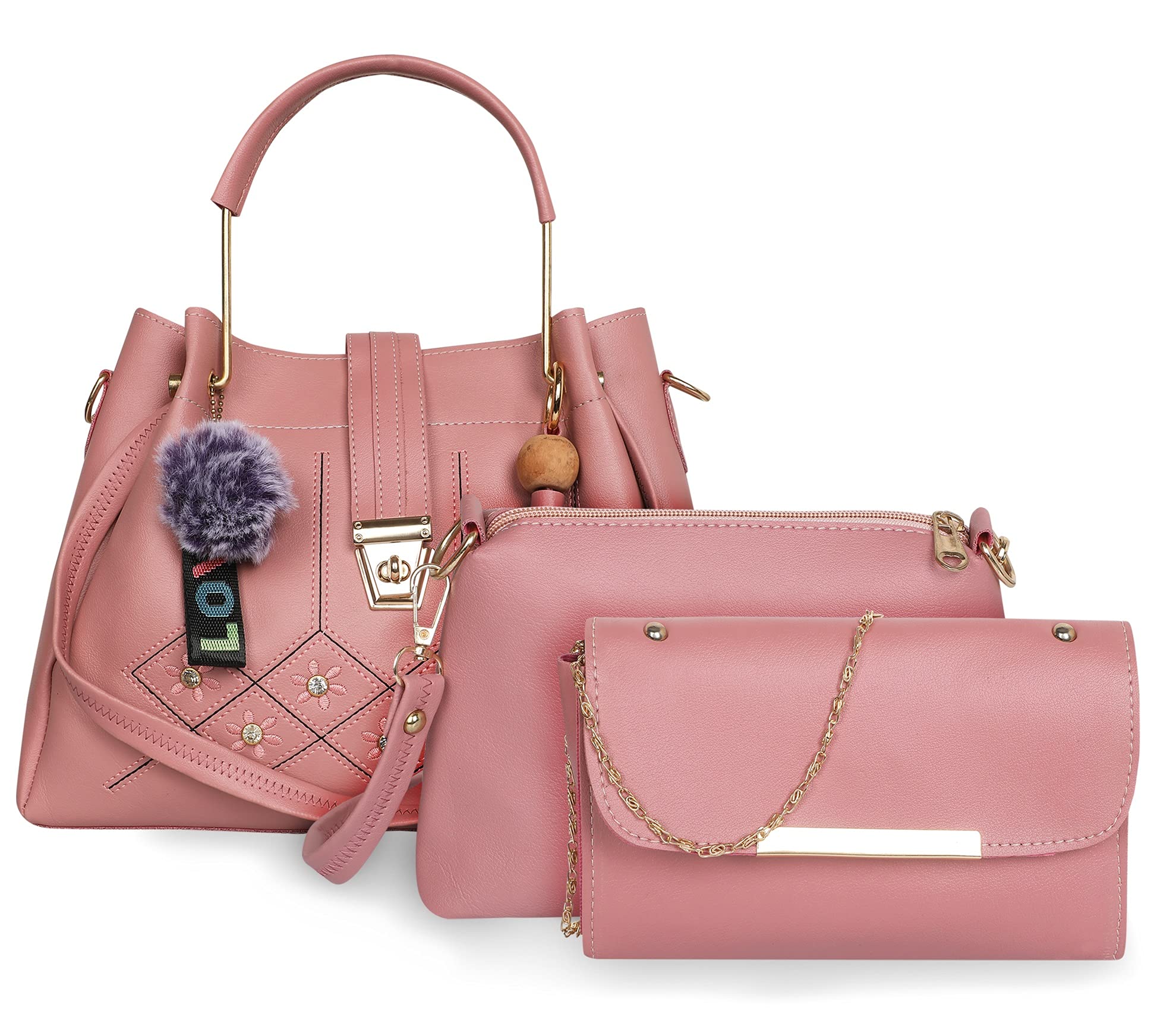 Fargo PU Leather Latest Handbags For Womens Ladies Combo Of 3 (Peach_EMBDRY_FGO-259) (B0974S6R81) Amazon Price History, Amazon Price Tracker