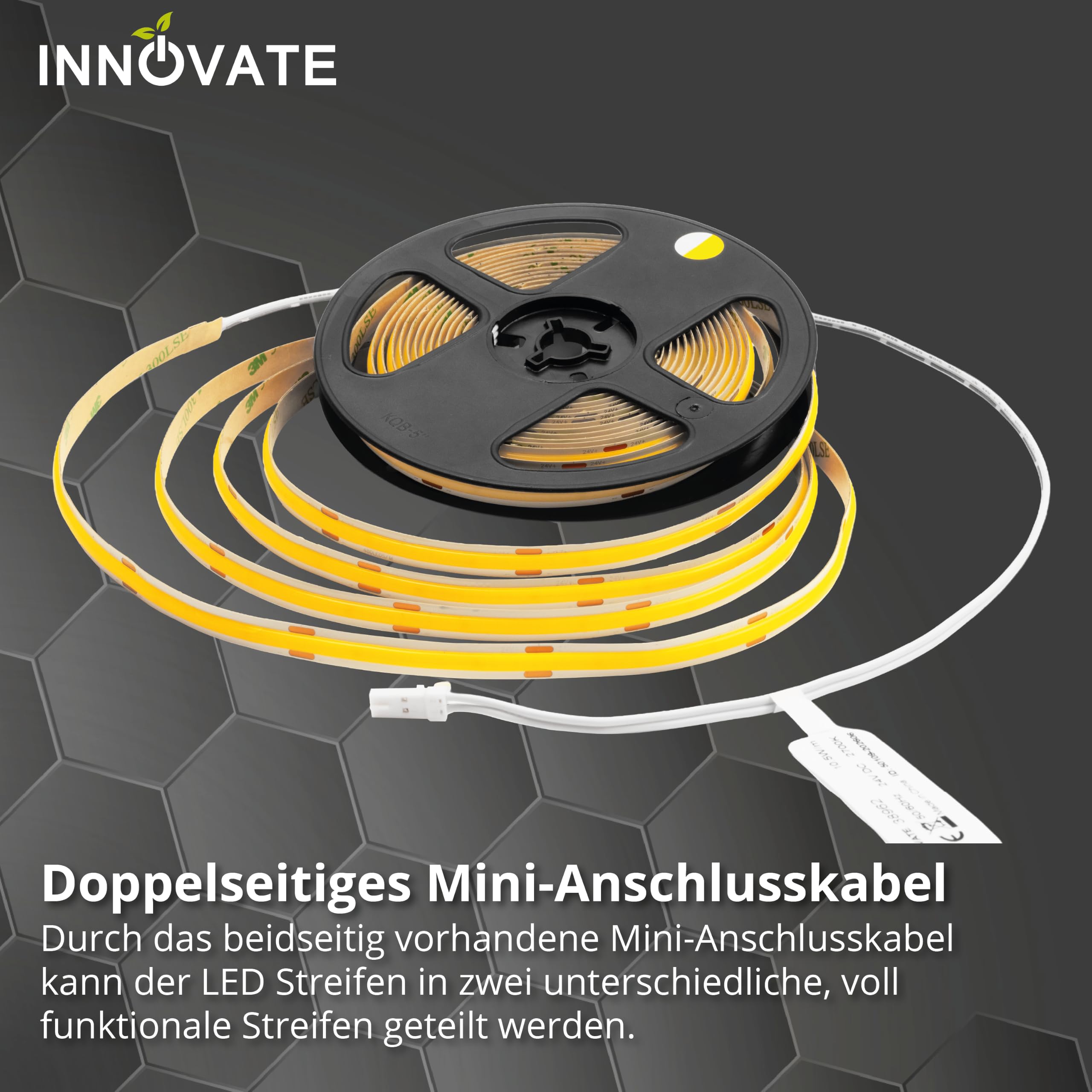 INNOVATE COB LED Streifen Aussenbereich 5m Dimmbar 2700K 24V Selbstklebend