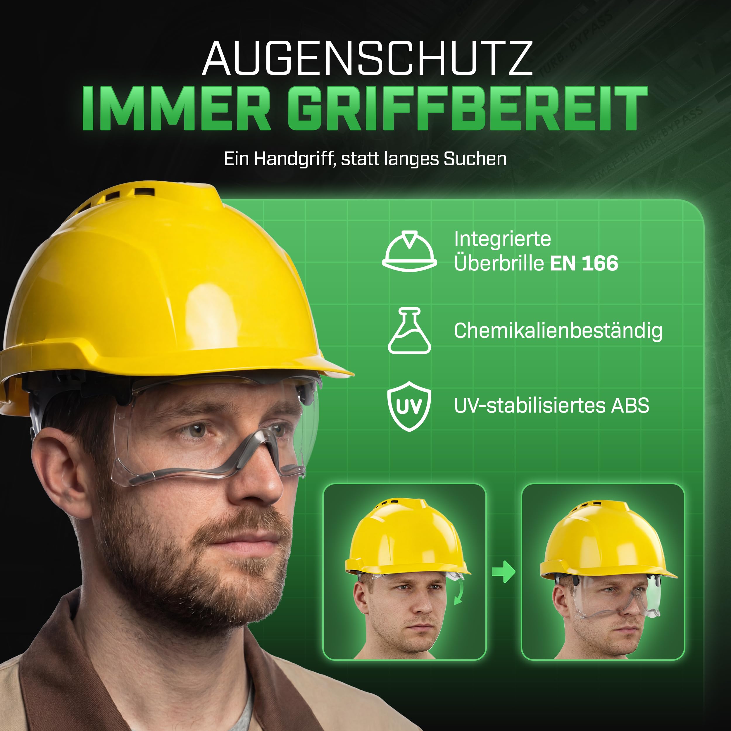 MSA V-Gard 930 - Casco de protección con ventilación y visera para obras e industria, según DIN EN 397 para el trabajo