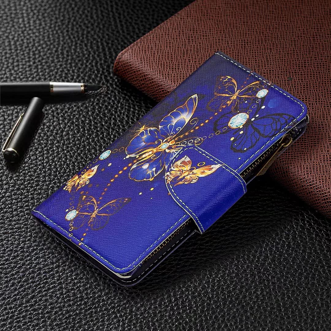 Porte Carte Iphone Rnrieyta Miagon PU Cuir Coque Pour IPhone 15 Pro,Coloré Motif Portefeuille Étui Housse Cover Avec Stand Support Porte-Cartes De Crédit,Coucher De Soleil Arbre Le Papillon D'or