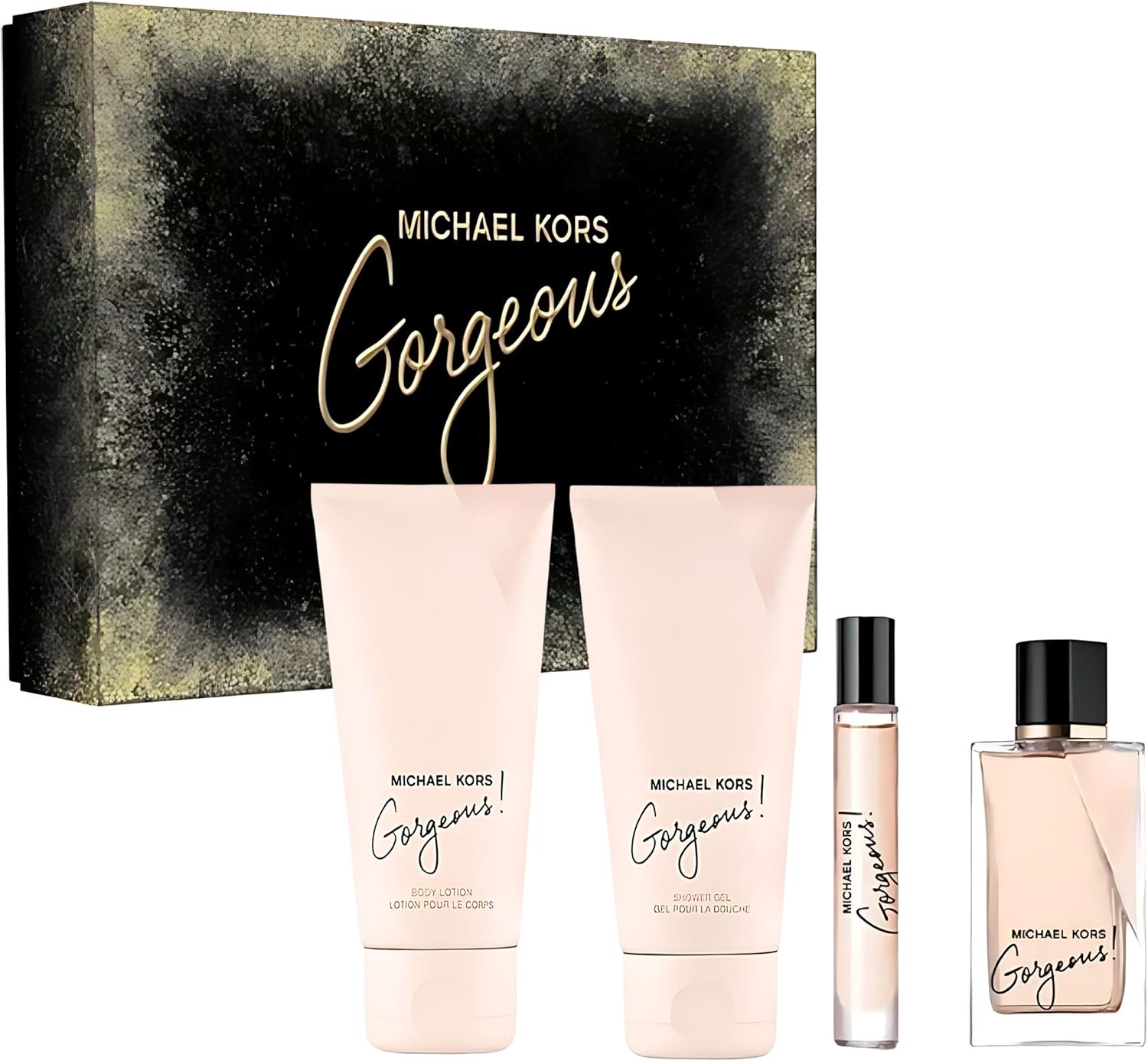 Gorgeous by Michael Kors voor vrouwen – 4 st Gift Set: 3.4 oz EDP Spray, Body Lotion, Douchegel, 0.3 oz EDP Spray