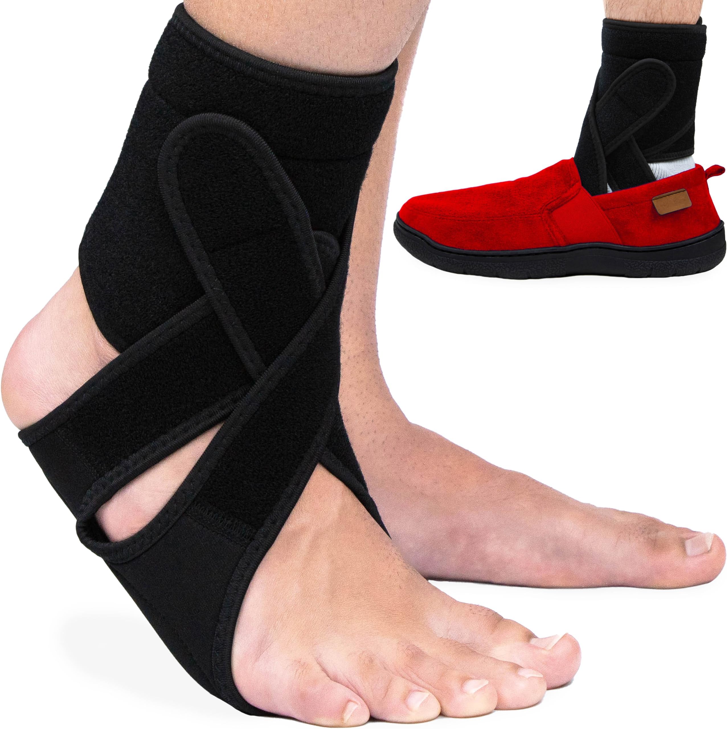 Omeer Right Foot AFO Foot Drop Brace For Walking With Shoes, Socks, Or Barefoot Provides Foot Drop Support For Men Or Women And Also Provides Plantar Fasciitis Relief (Right)