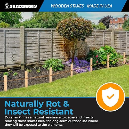 Miniatura 4 de Sandbaggy Estacas de madera para nivelación de 24 pulgadas, resistentes para construcción, jardinería, topografía, formas de hormigón, punta de