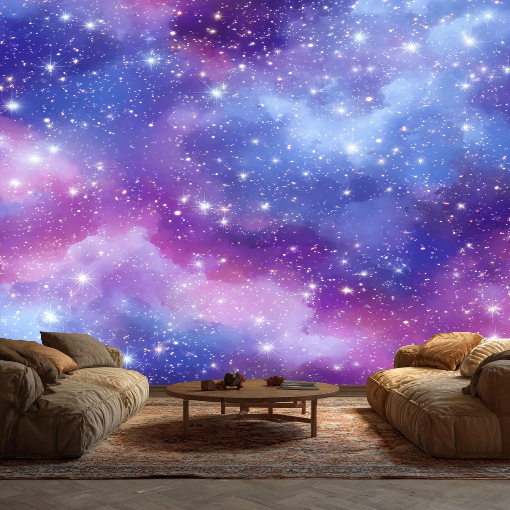 Blue and Purple Wallpaper - Starry Sky Universe Galaxy Wall Mural - Wall Murals for Living Room Bedroom - Photo Wallpaper & Home Decor Art - 315 x 215 cm A-7042