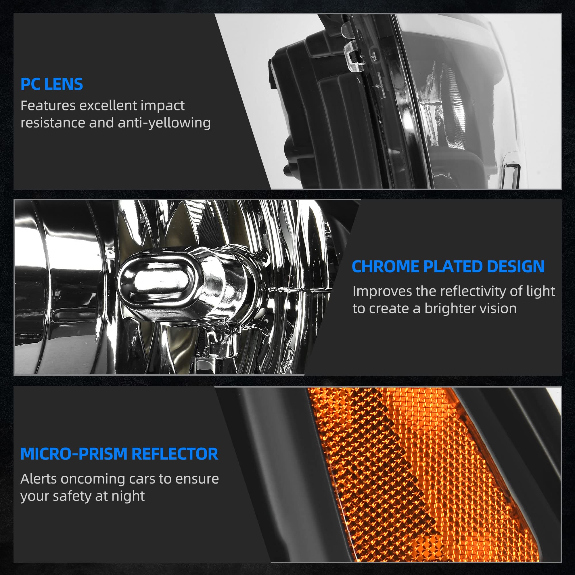 AUTOSAVER88 LED DRL Headlight Assembly Compatible with 2009-2018 Dodge Ram 1500 2500 3500 Pickup / 2019-2022 Ram 1500 Classic Replacement Headlamp Black Housing Clear Lens (Only for Quad Models)