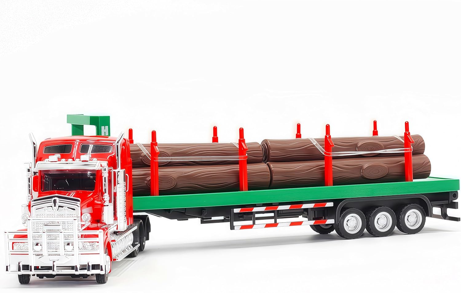 Gemini&Genius Timber Truck Toys for Kids, Heavy Duty Alloy Truck Timber Construction Vehicle, 1:50 Scale Diecast Trailer, Transport Vehicles Toys for Kids