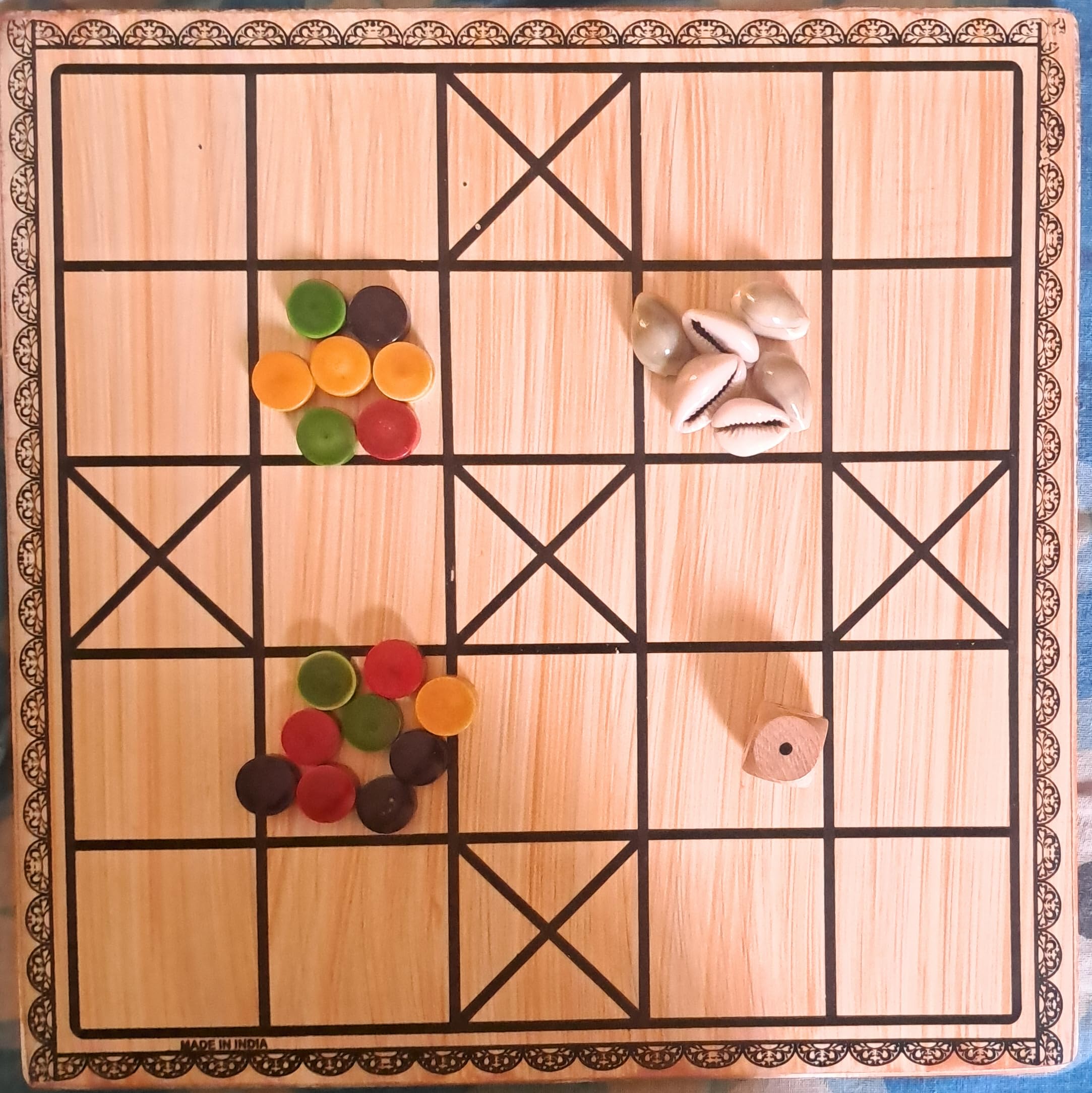 Crafts India® Handcrafted channapatna Wooden Chowka bara,Katta Mane,Taayam,Kaangi Chaala,Kaana Dua,Traditional Indian Ludo Board Game,Classic Board Game,L 5 & Snake and Ladder Dolls/Toys-image-34