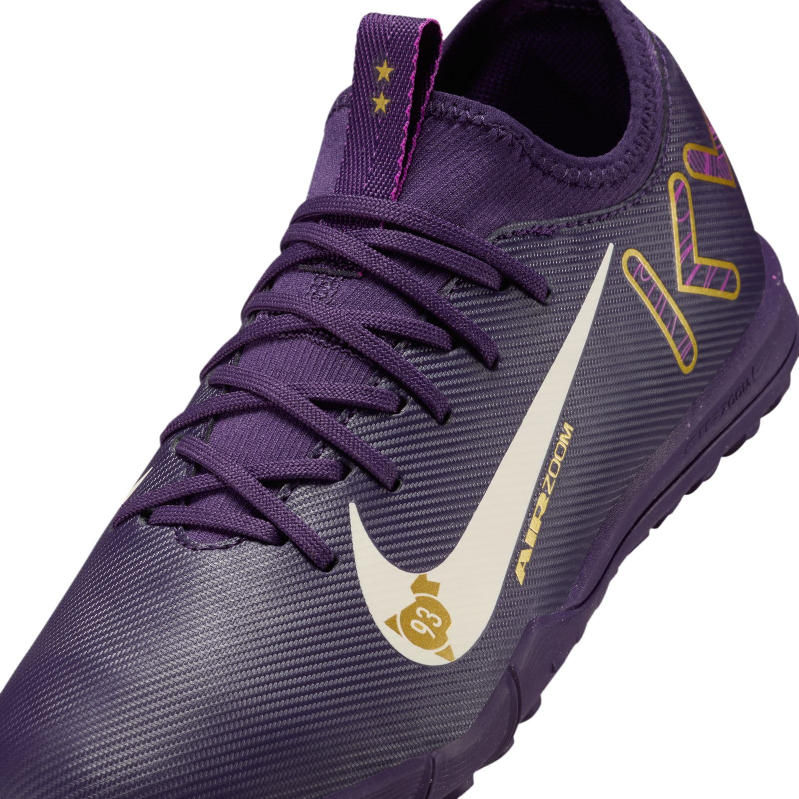 Nike Jr. Mercurial Vapor 16 Academy Kylian Mbappe Big Kids' TF Low-Top Soccer Shoes (FQ8285-500, Grand Purple/Pale Ivory) Size 1