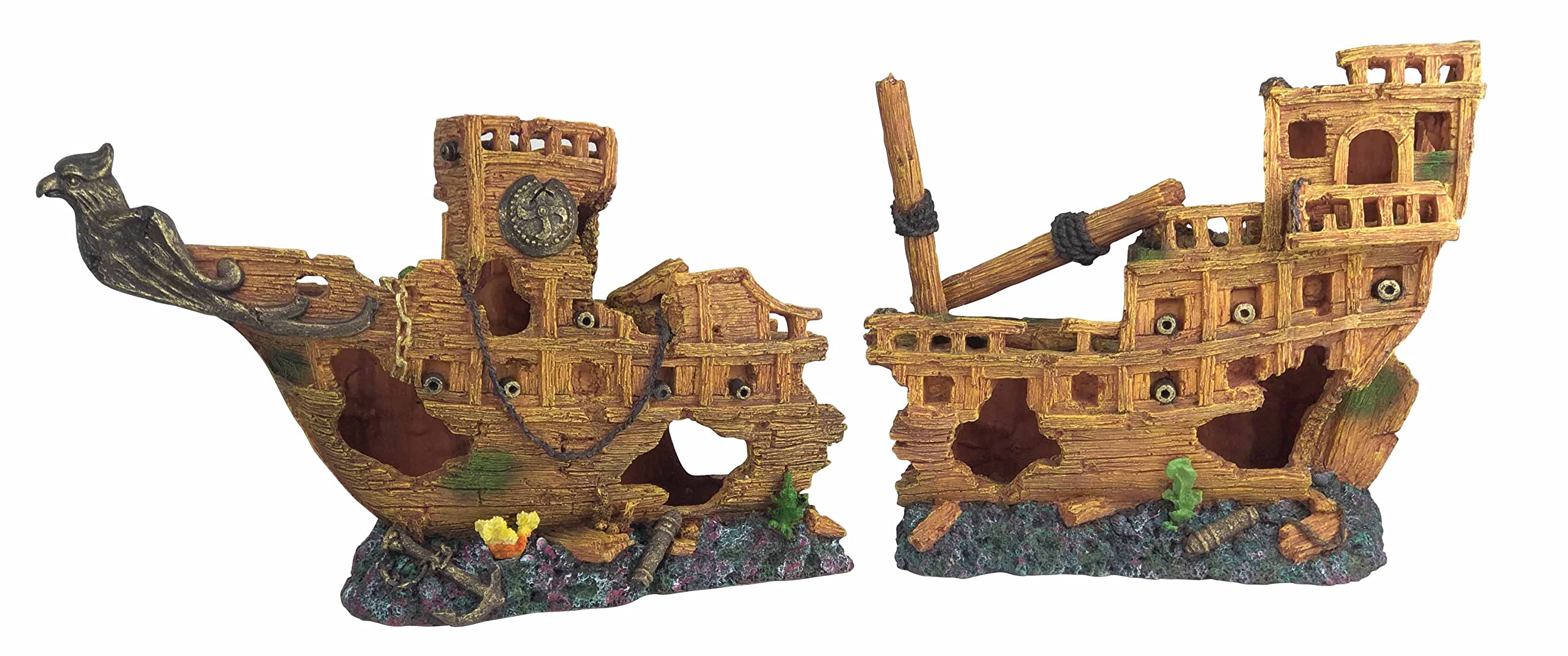 Aqua One Super Large 1meter 2 Piece Sunken Shipwreck 100x15x38cm