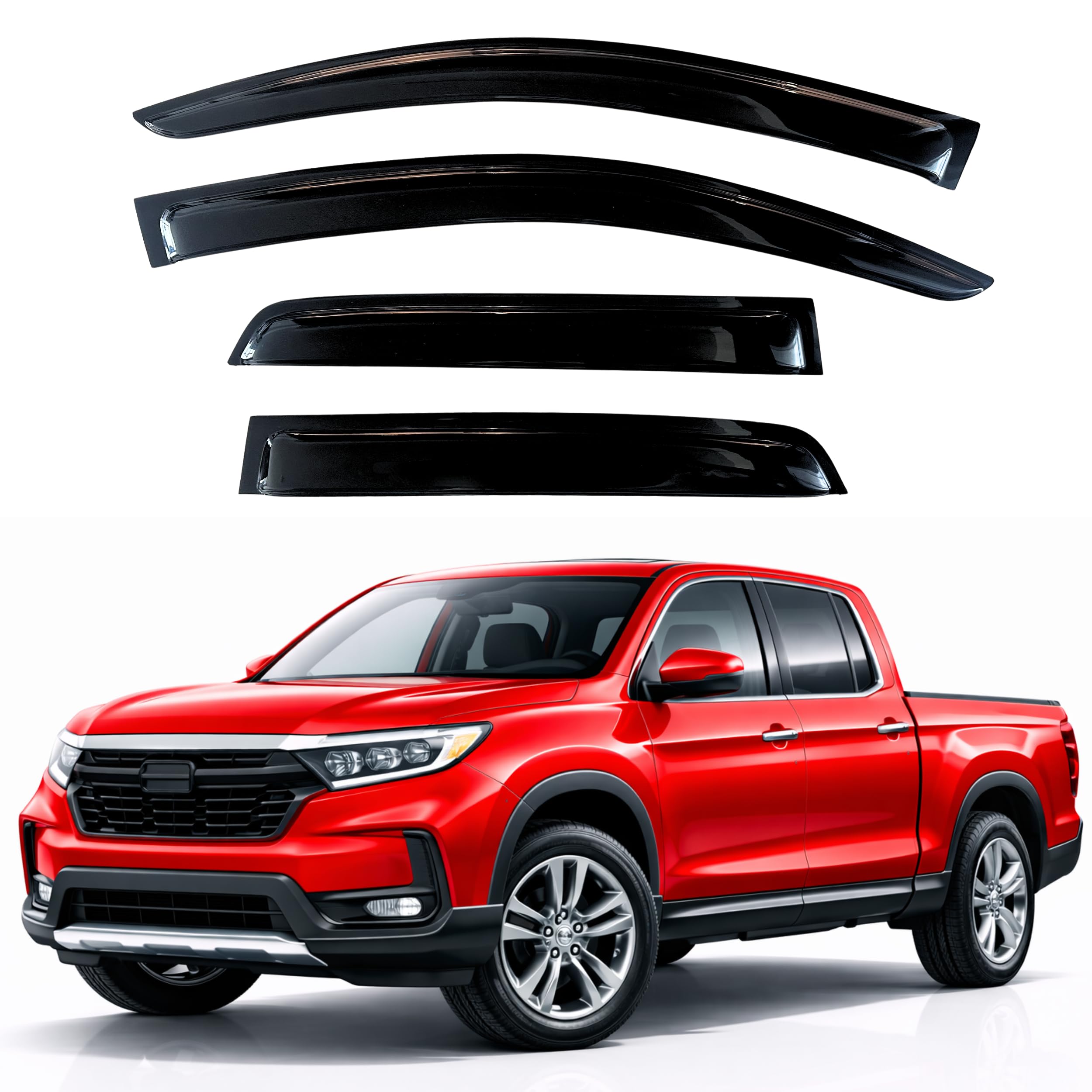 KPY Rain Guards Fit for 2017-2026 Honda Ridgeline, Out-Channel Window Visors Vent Wind Deflectors 4PC, Truck Accessories for 17-26 Ridgeline