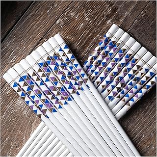 10 paires de fleurs rhombiques en céramique Baguettes d'onde dorées en or chinois os environnementales Chine baguettes (Color : 10 pairs)