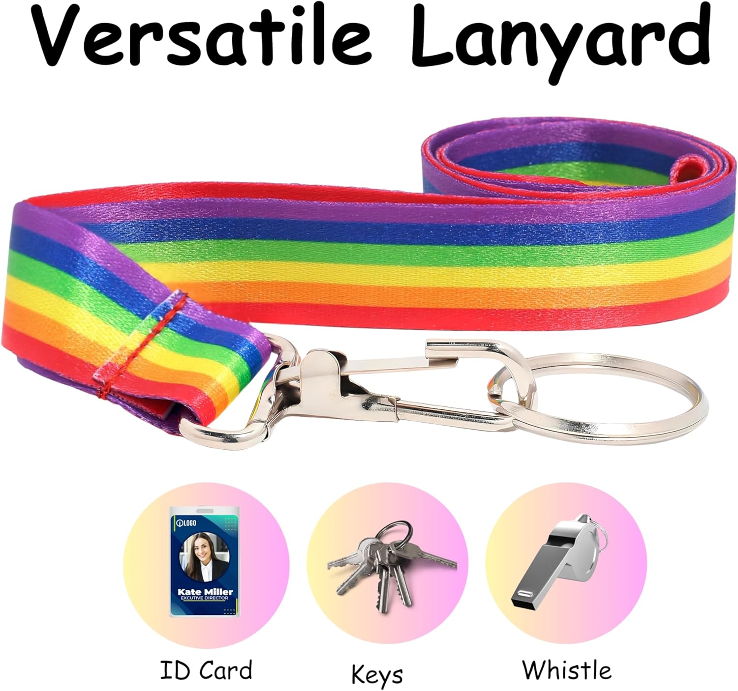 Colorful LGBTQ Flag Lanyard - Gay Pride LGBTQ Badge Holders for Pride Parades and Events